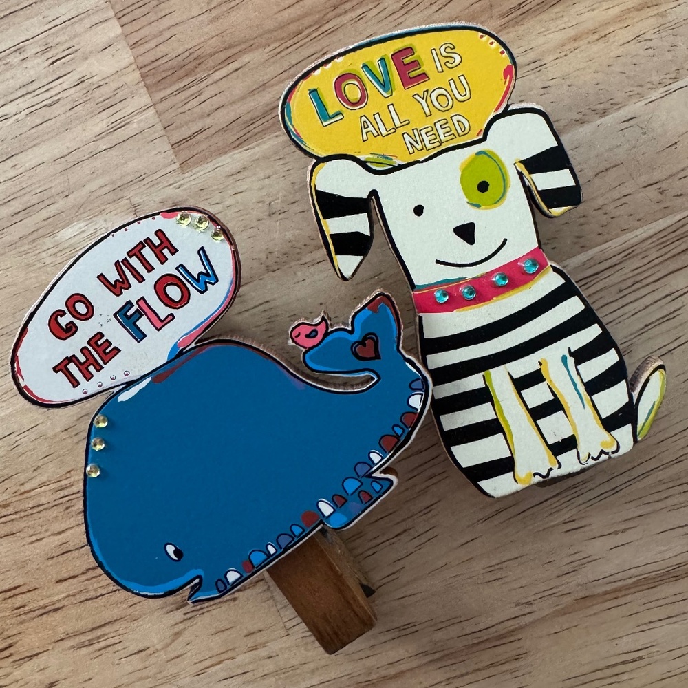 Natural Life, Set of 2 Magnets, Cute Dog & Whale, NEW!